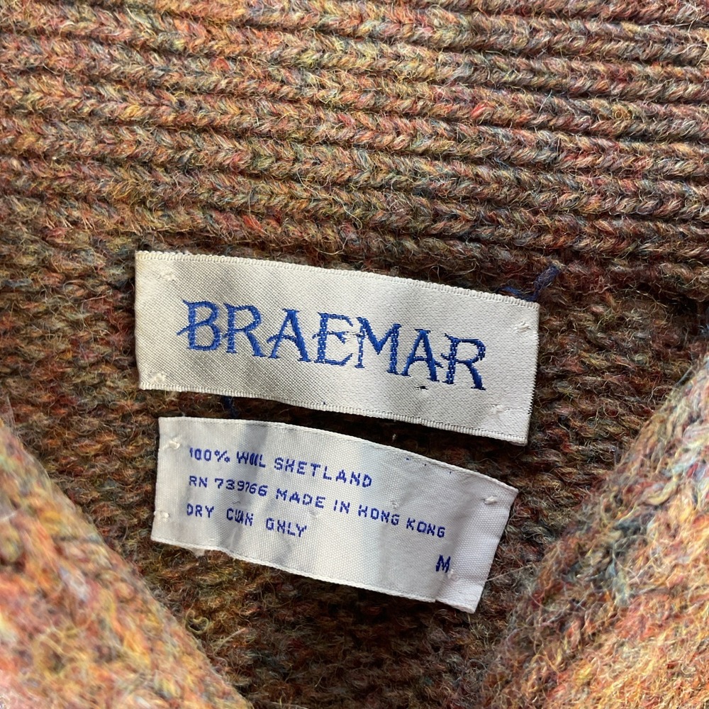 VTG Braemar Grandpa Cardigan Mens MD 100% Shetland Wool Brown oarsmen classic - Picture 6 of 9